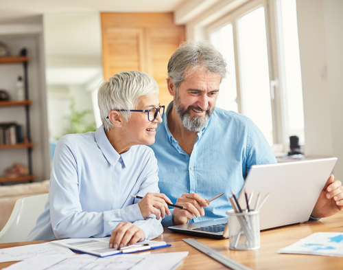 Couple looking at Computer